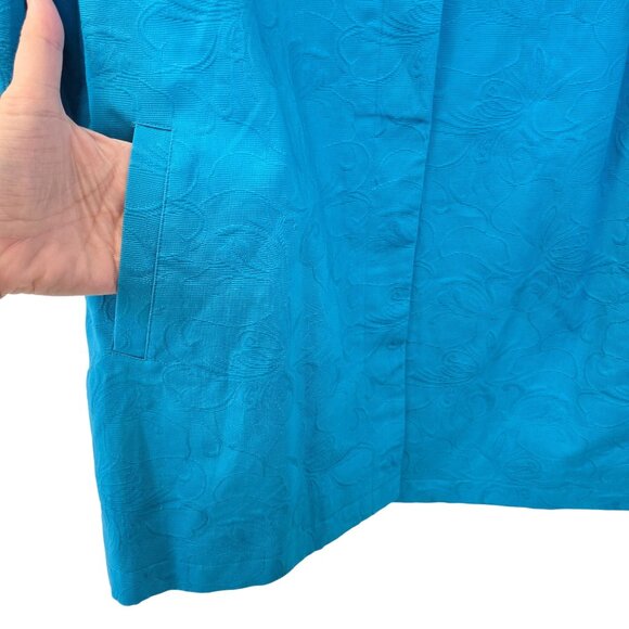 Chico's Floral Textured Hidden Button Swing Coat Size Chico's 3P/16 Petite - Picture 7 of 9